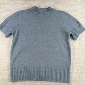Avara Blue Short Sleeve Knit Sweater Wool Blend Crew Neck Women’s Small